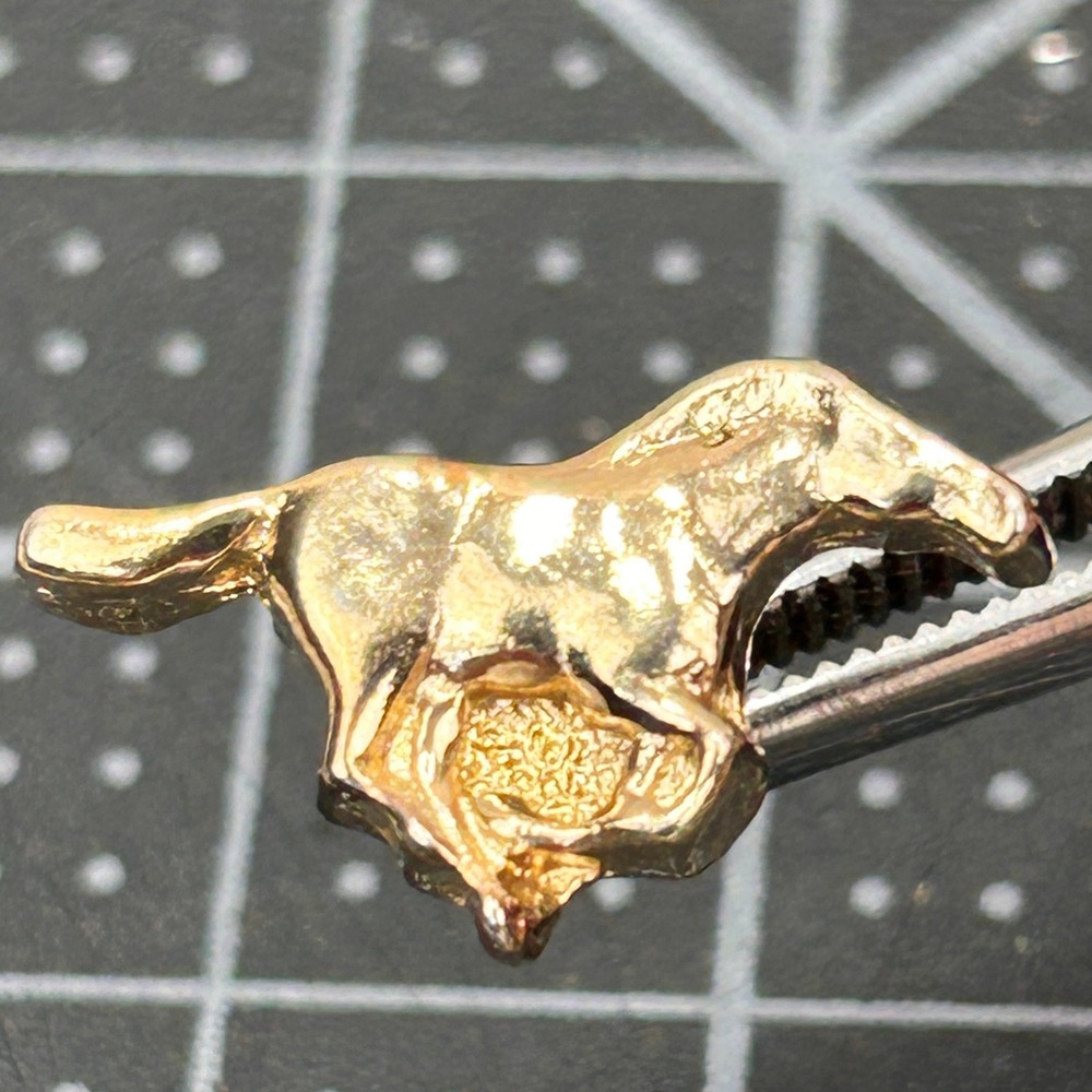 Vintage Gold Tone Galloping Horse Mustang‎ Equestrian Lapel Pin Tie Tack